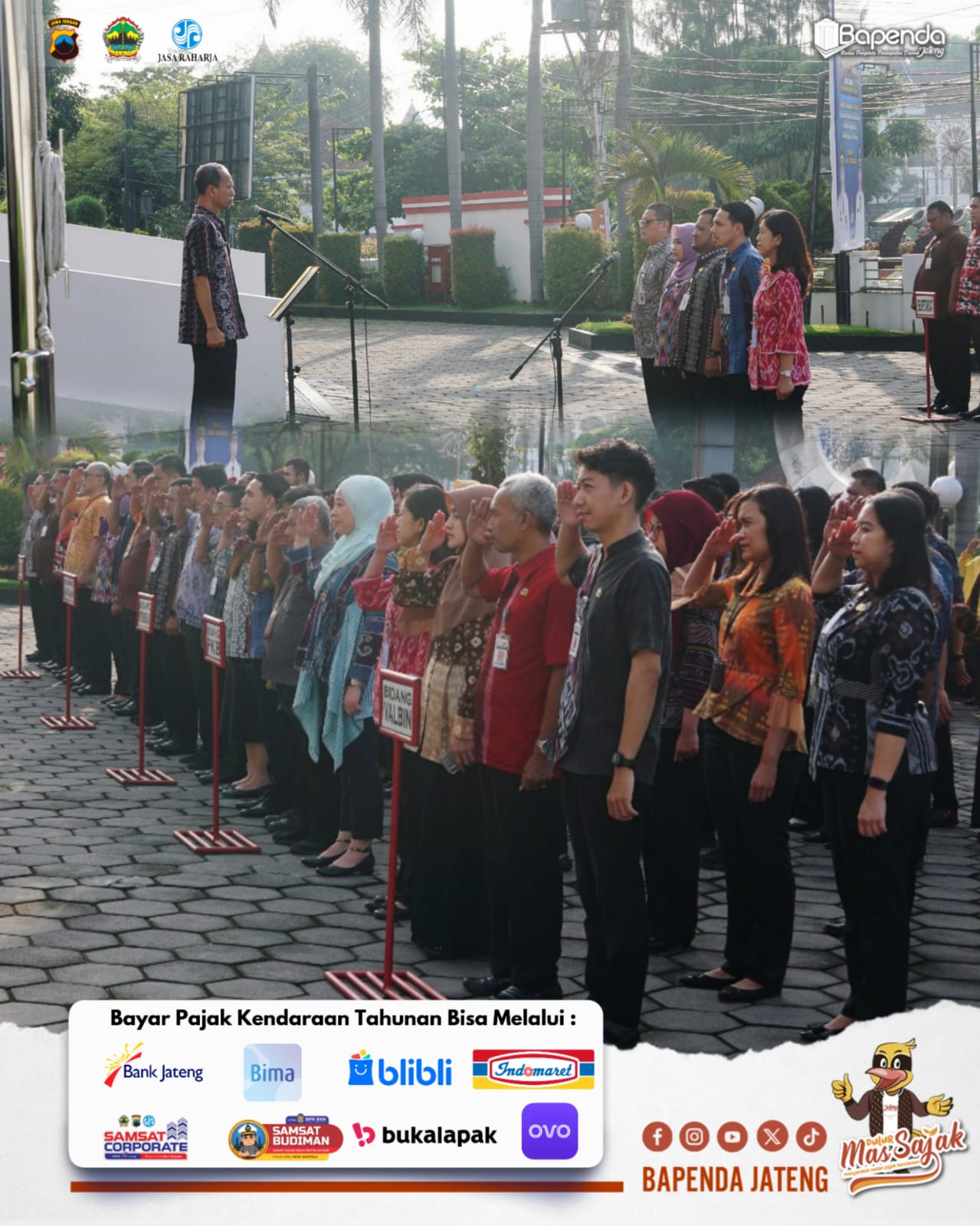 Apel pagi bersama pegawai BAPENDA Provinsi Jawa Tengah diselenggarakan di Kantor BAPENDA Prov. Jateng (8/4).